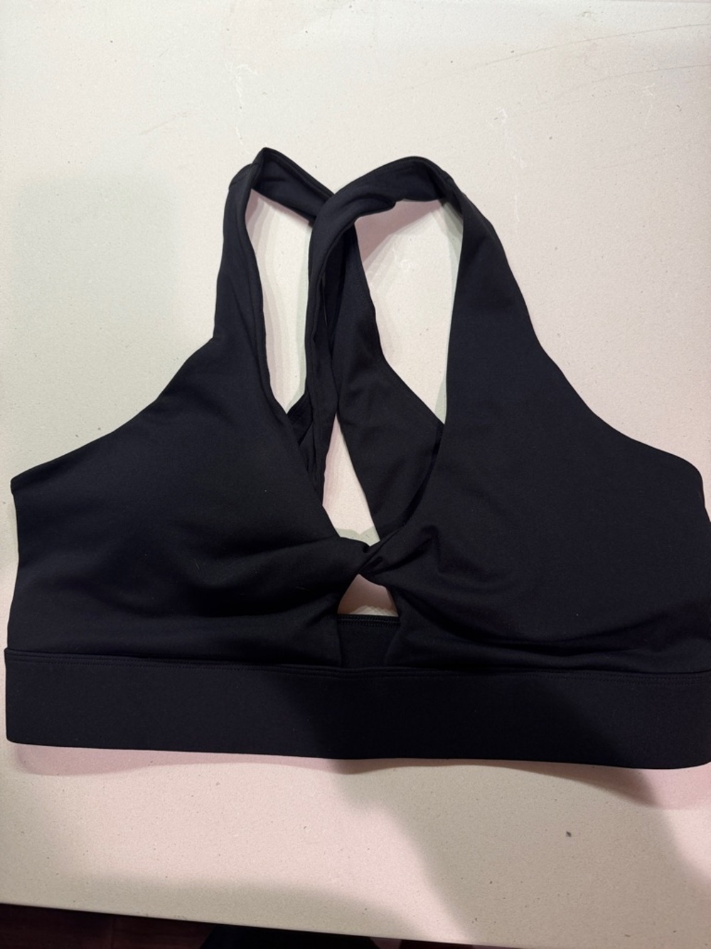 Fabletics Black Twist-Front Sports Bra